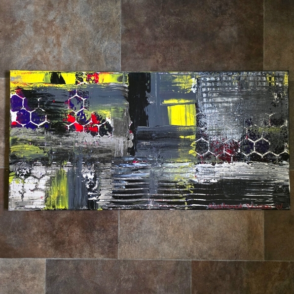 HANDCRAFTED Abstract Painting HANDPAINTED Wall Art Decor HANDMADE Artwork 15x30 - Picture 3 of 17